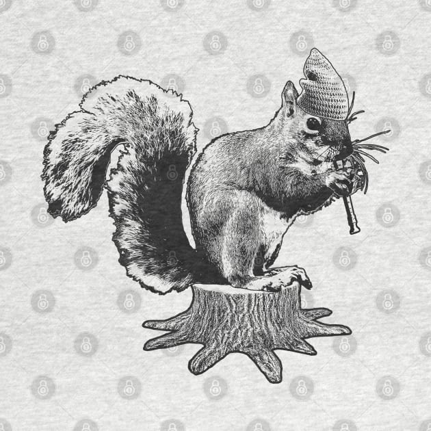 Squirrel playing the flute by dankdesigns